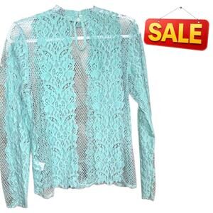 175.BKE | Boutique Lace Layering Top Size:Small Blueish Green Color